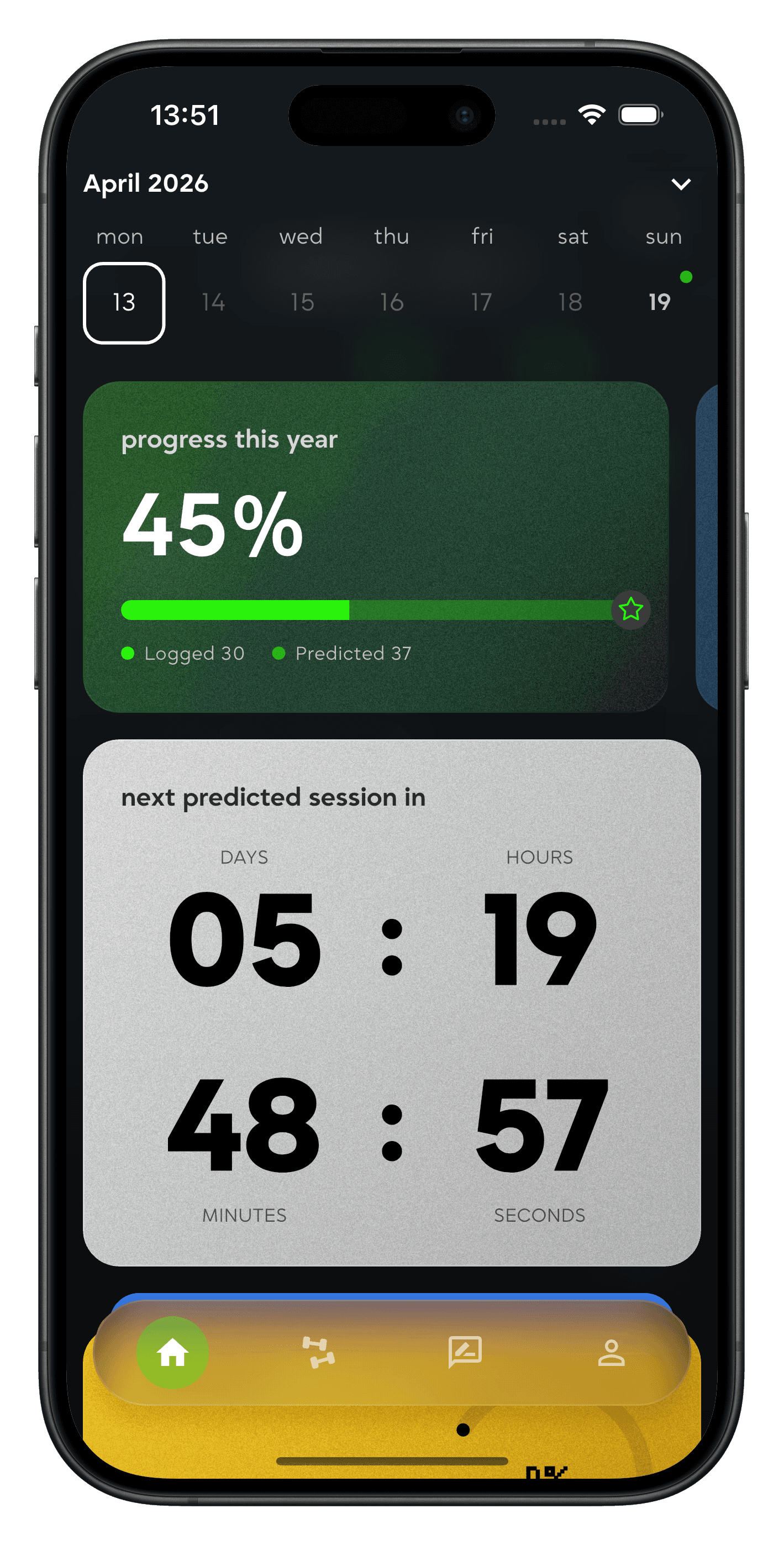 Training app screen 1